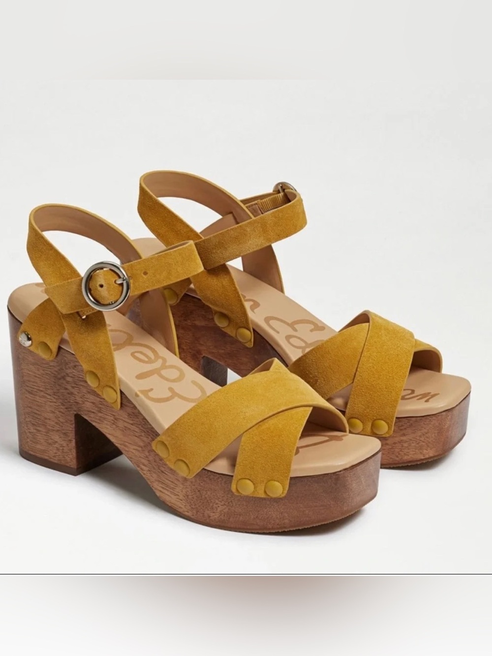 Sam Edelman Women’s Mustard Suede Platform Sandals
